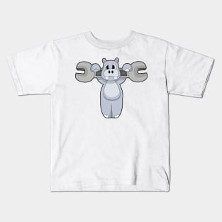 Hippo Mechanic Wrench Kids T-Shirt